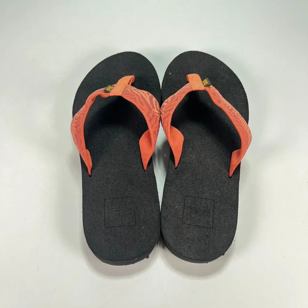 Teva Mush II Orange Black Comfort Flip Flops Thong Sandals 4198 Women's Size 7